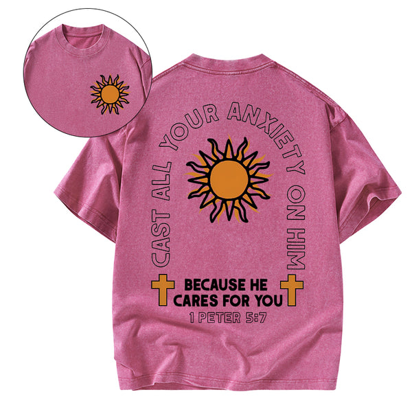 Cast All Your Anxiety On Him Christian Washed T-Shirt