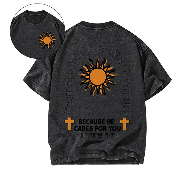 Cast All Your Anxiety On Him Christian Washed T-Shirt