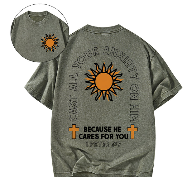 Cast All Your Anxiety On Him Christian Washed T-Shirt