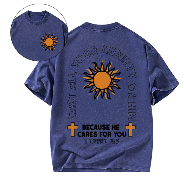 Cast All Your Anxiety On Him Christian Washed T-Shirt