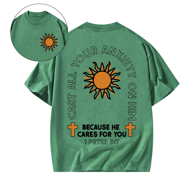 Cast All Your Anxiety On Him Christian Washed T-Shirt