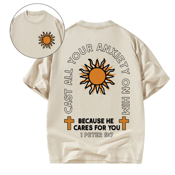 Cast All Your Anxiety On Him Christian Washed T-Shirt