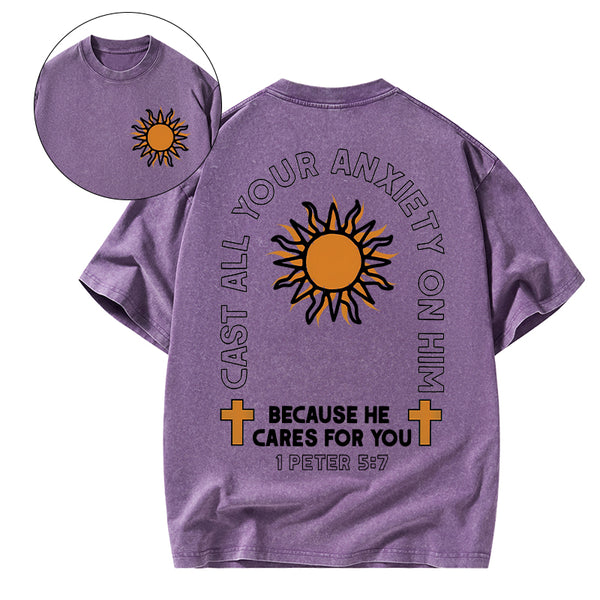 Cast All Your Anxiety On Him Christian Washed T-Shirt