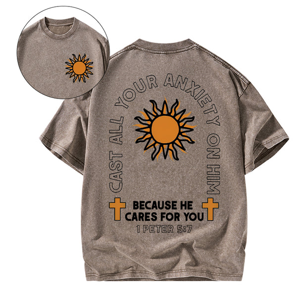 Cast All Your Anxiety On Him Christian Washed T-Shirt