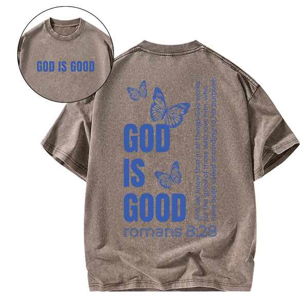 GC-WTS1031 God Is Good Christian Washed T-Shirt