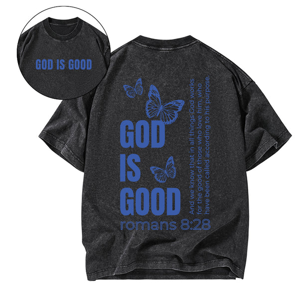 GC-WTS1031 God Is Good Christian Washed T-Shirt