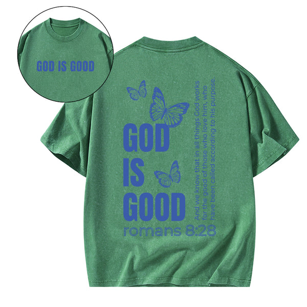 GC-WTS1031 God Is Good Christian Washed T-Shirt