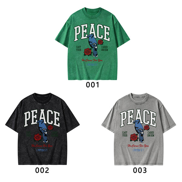 He Cares For You Christian Washed T-Shirt