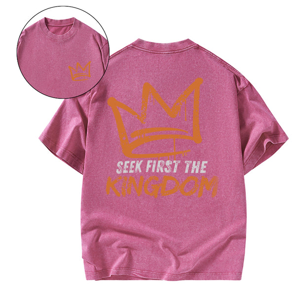 GC-WTS1209 Seek First The Kingdom Christian Washed T-Shirt