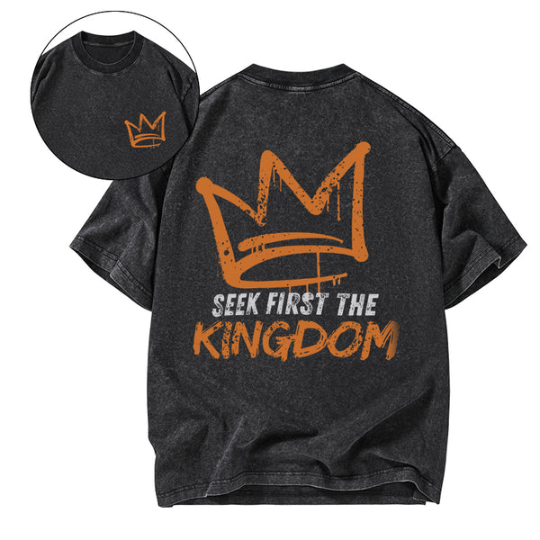 GC-WTS1209 Seek First The Kingdom Christian Washed T-Shirt