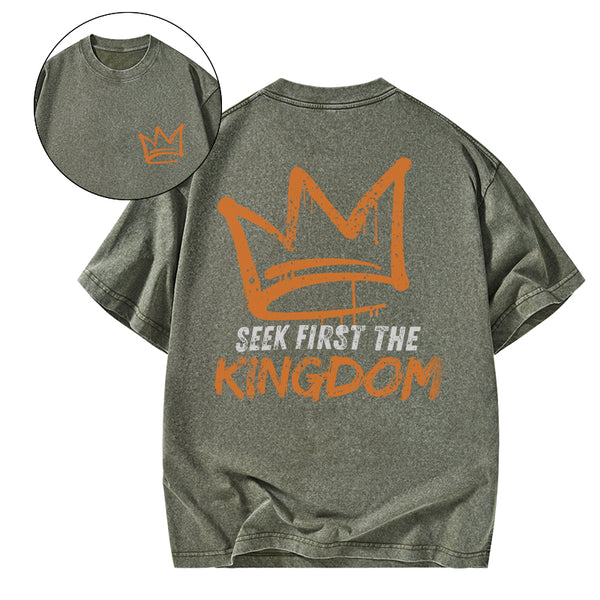 GC-WTS1209 Seek First The Kingdom Christian Washed T-Shirt