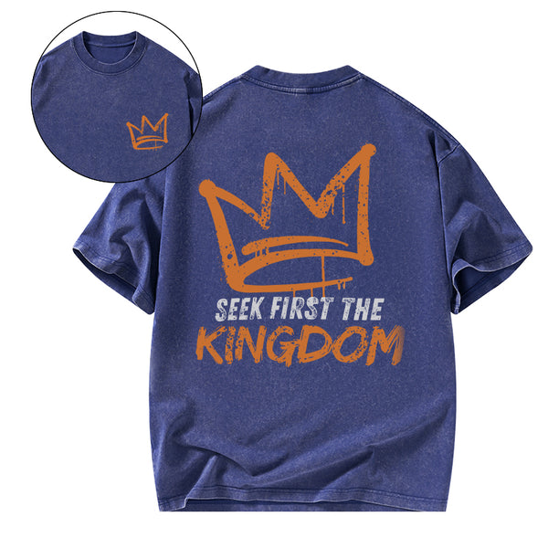 GC-WTS1209 Seek First The Kingdom Christian Washed T-Shirt