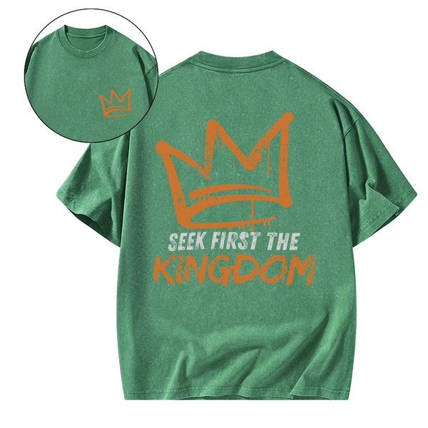 GC-WTS1209 Seek First The Kingdom Christian Washed T-Shirt