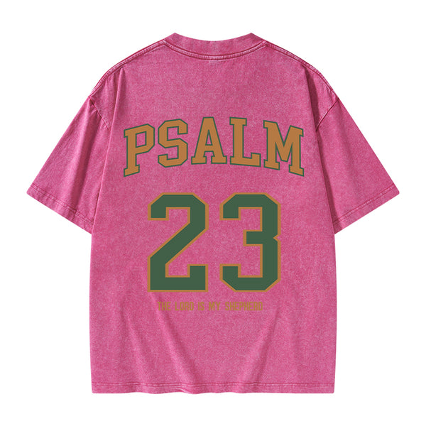 GC-WTS1225 Psalm 23 Christian Washed T-Shirt
