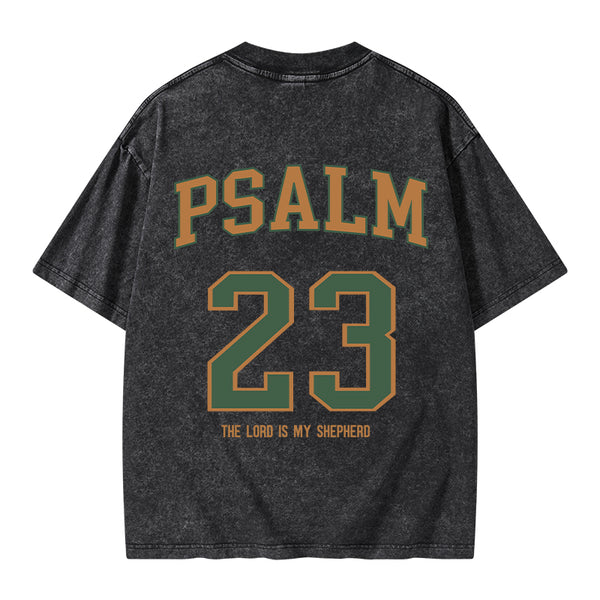 GC-WTS1225 Psalm 23 Christian Washed T-Shirt