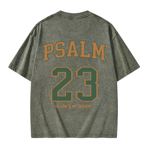 GC-WTS1225 Psalm 23 Christian Washed T-Shirt