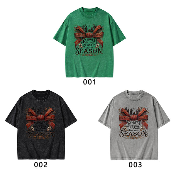 YESHUA Is The Reason For The Season Christian Christmas Washed T-Shirt