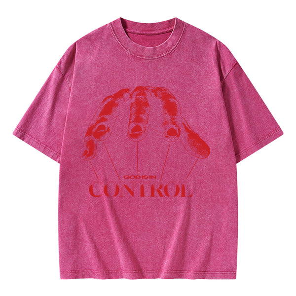 God Is In Control Christian Washed T-Shirt