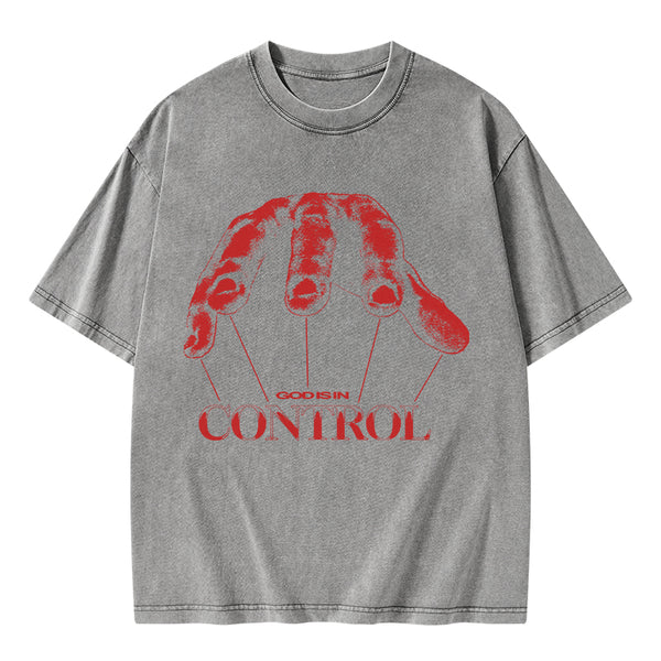 God Is In Control Christian Washed T-Shirt