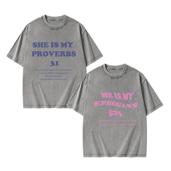 GC-WTS1308 Husbands Love Your Wives Christian Washed T-Shirt