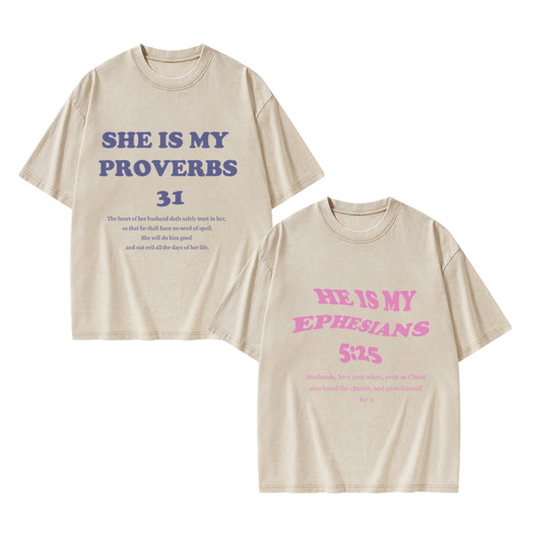 GC-WTS1308 Husbands Love Your Wives Christian Washed T-Shirt