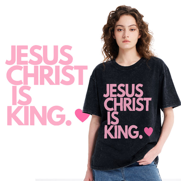 Jesus Christ Is King Christian Washed T-Shirt