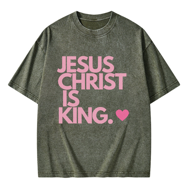 Jesus Christ Is King Christian Washed T-Shirt