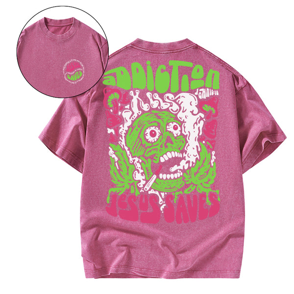 GC-WTS1510 Jesus Saves Christian Washed T-Shirt