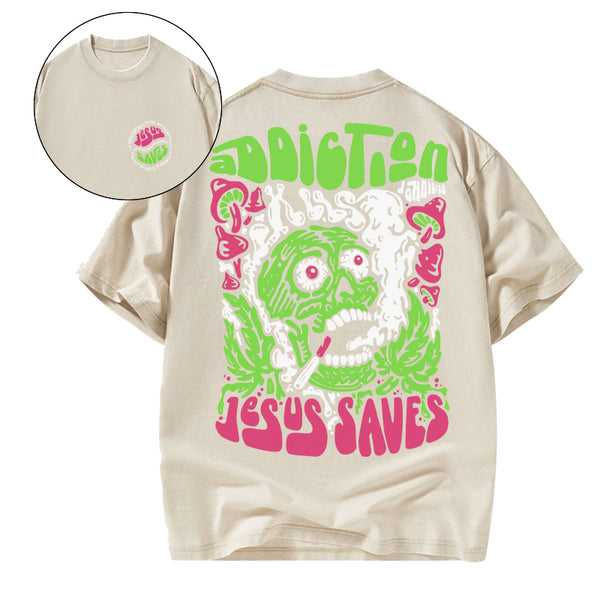 GC-WTS1510 Jesus Saves Christian Washed T-Shirt