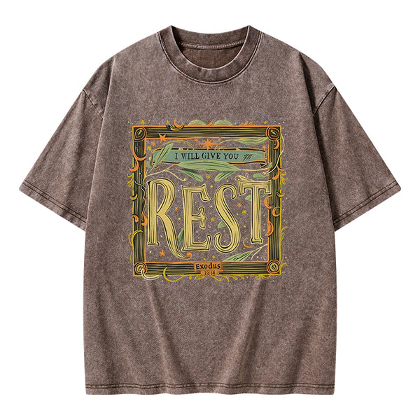 I Will Give You Rest Christian Washed T-Shirt