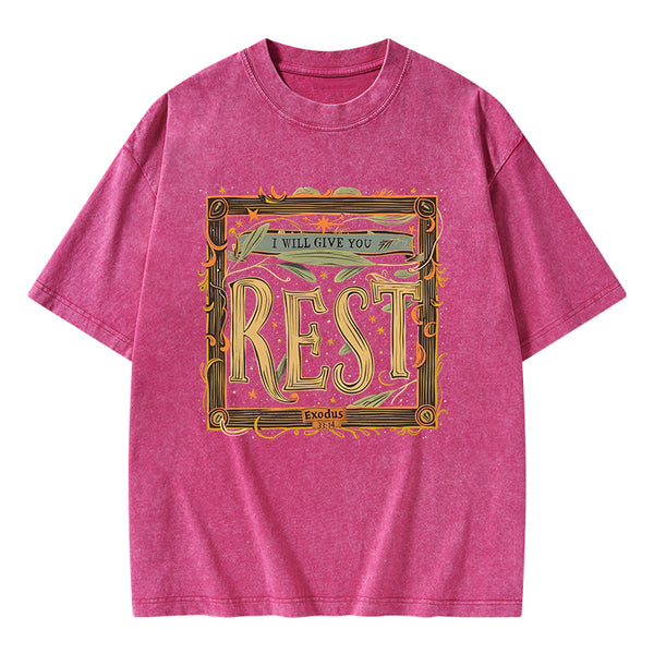 I Will Give You Rest Christian Washed T-Shirt