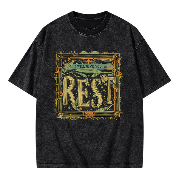 I Will Give You Rest Christian Washed T-Shirt