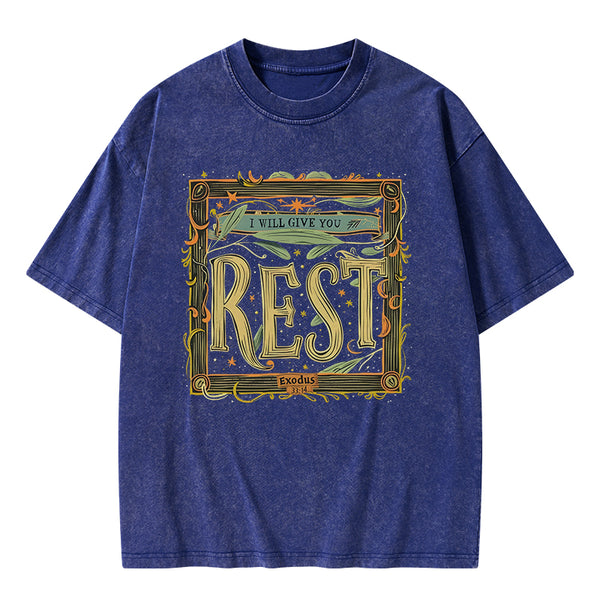 I Will Give You Rest Christian Washed T-Shirt