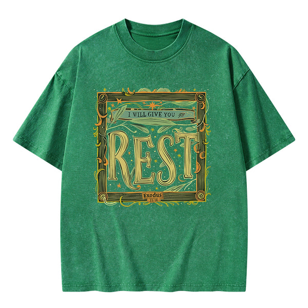 I Will Give You Rest Christian Washed T-Shirt