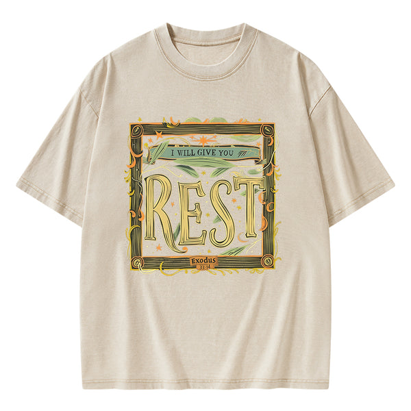 I Will Give You Rest Christian Washed T-Shirt