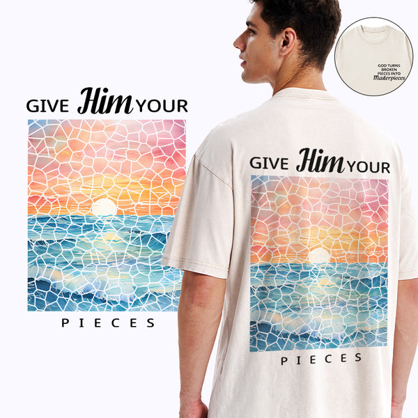 Turns Broken Pieces Into Masterpieces Christian Washed T-Shirt