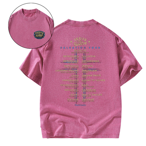 Jesus Salvation Tour Chrsitian Washed T-Shirt