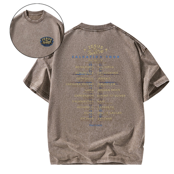 Jesus Salvation Tour Chrsitian Washed T-Shirt