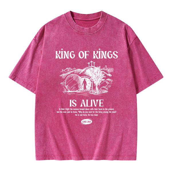 King Of Kings Is Alive Christian Washed T-Shirt