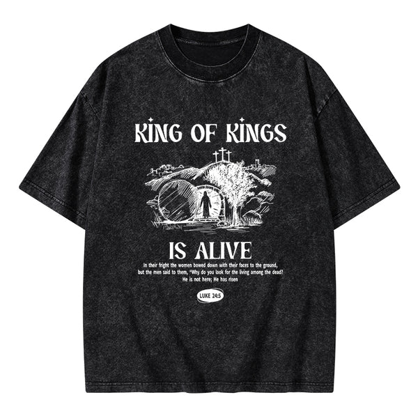King Of Kings Is Alive Christian Washed T-Shirt