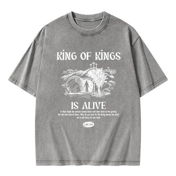 King Of Kings Is Alive Christian Washed T-Shirt
