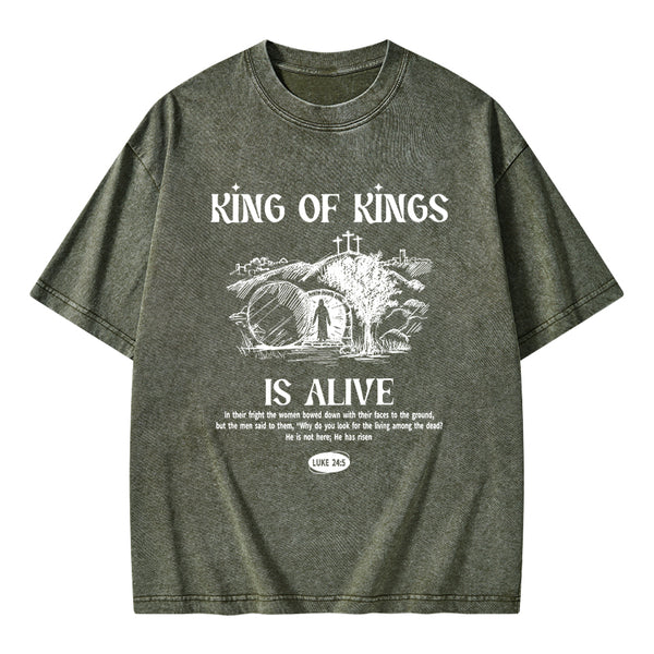 King Of Kings Is Alive Christian Washed T-Shirt