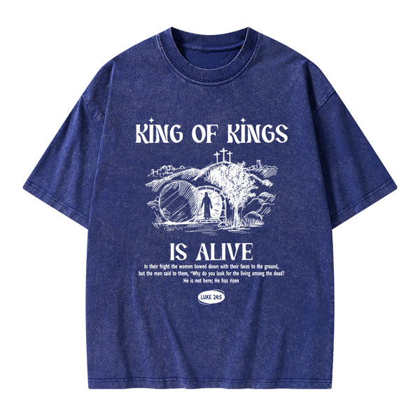 King Of Kings Is Alive Christian Washed T-Shirt