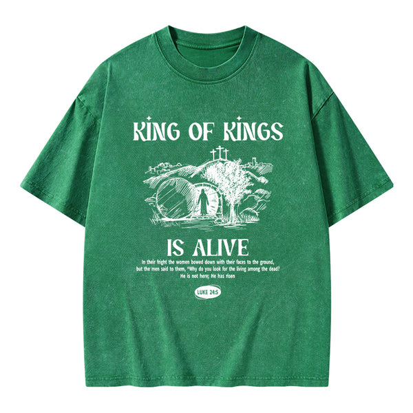 King Of Kings Is Alive Christian Washed T-Shirt