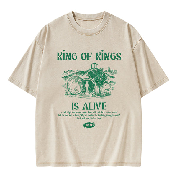 King Of Kings Is Alive Christian Washed T-Shirt