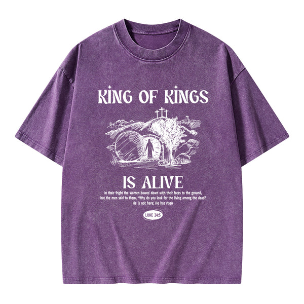 King Of Kings Is Alive Christian Washed T-Shirt