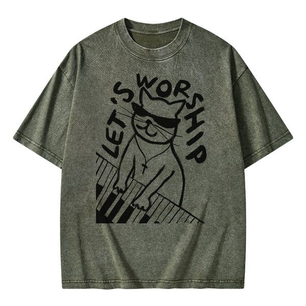 Let's Worship Christian Washed T-Shirt