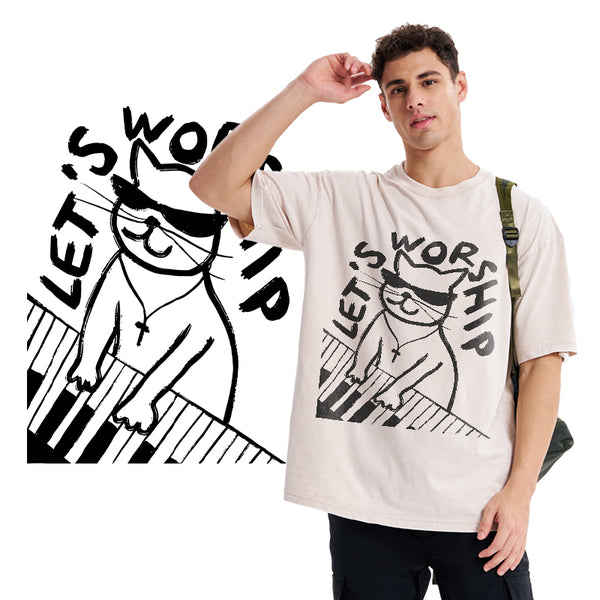 Let's Worship Christian Washed T-Shirt