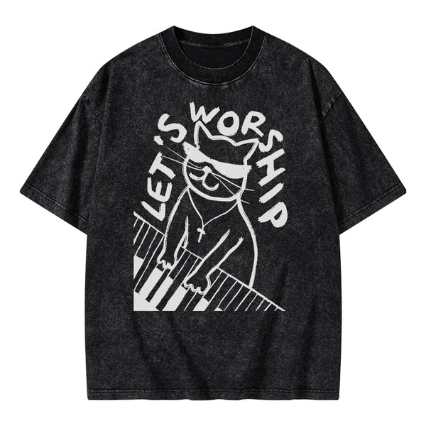 Let's Worship Christian Washed T-Shirt