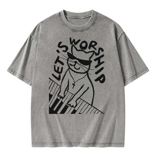 Let's Worship Christian Washed T-Shirt